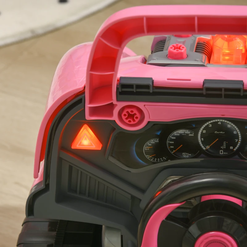 Qaba Mechanic Kids Truck Engine Toy Set, Car Service Play Set, Pink