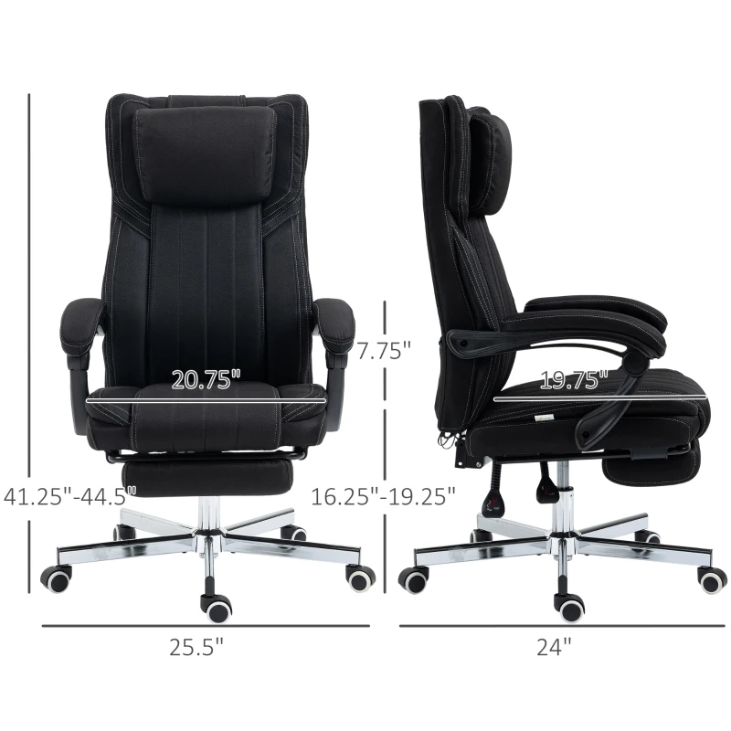 Vinsetto High-Back Massaging Office Chair Reclining Office Chair with Footrest Headrest Swivel Wheels Adjustable Height Black