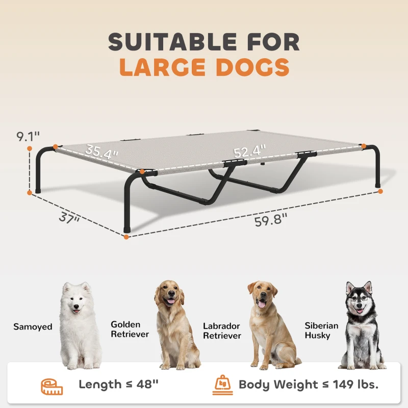 PawHut Elevated Dog Bed for Large Breeds Beige 60"L
