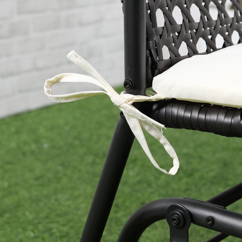 Outsunny Patio 2-Person Wicker Glider Bench Swing Gliding Chair, Outdoor All-Hand Woven PE Rattan Loveseat w/ Ergonomic Design for Patio, Garden, Porch, Lawn, Brown