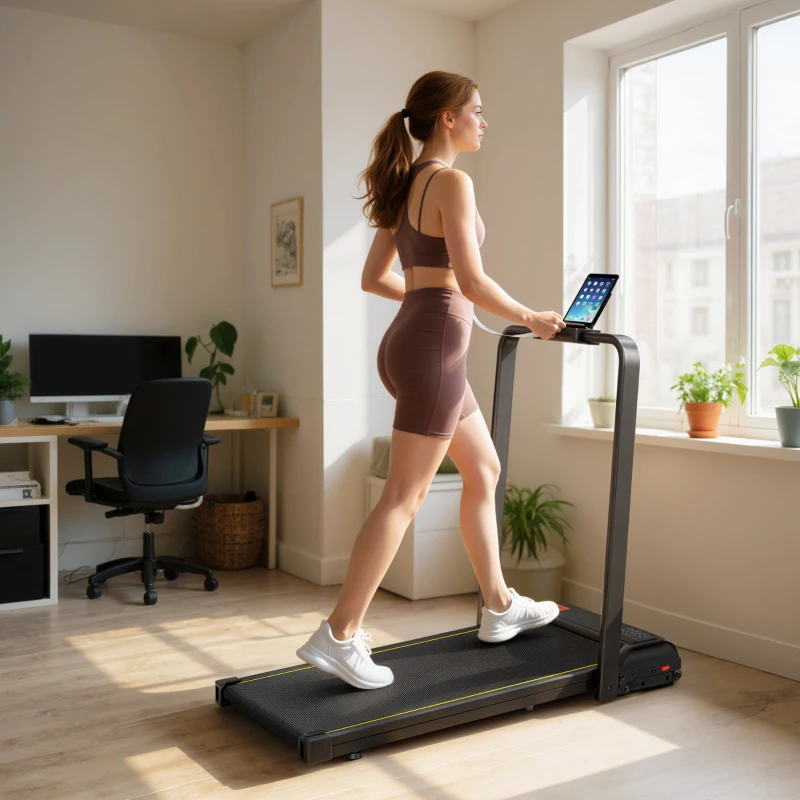 Soozier Walking Pad Treadmill, 0.6–6.2mph Foldable Under Desk Treadmill with Incline, Wheels, LED Display and Remote Control