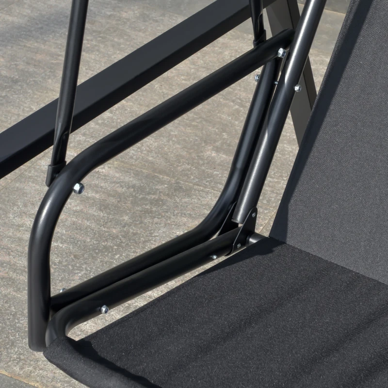 Outsunny 2 Seater Covered Outdoor Swing Chair Porch Swing Bench Lounger Hammock with Removable Cushion Tilt Canopy, Black
