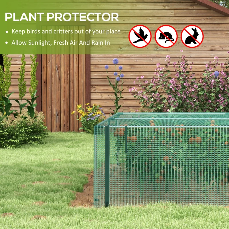 Outsunny 12' x 4' Plant Protection Cage with Zipper Roll-Up Door, Plant Protector from Animals with Galvanised Steel Frame