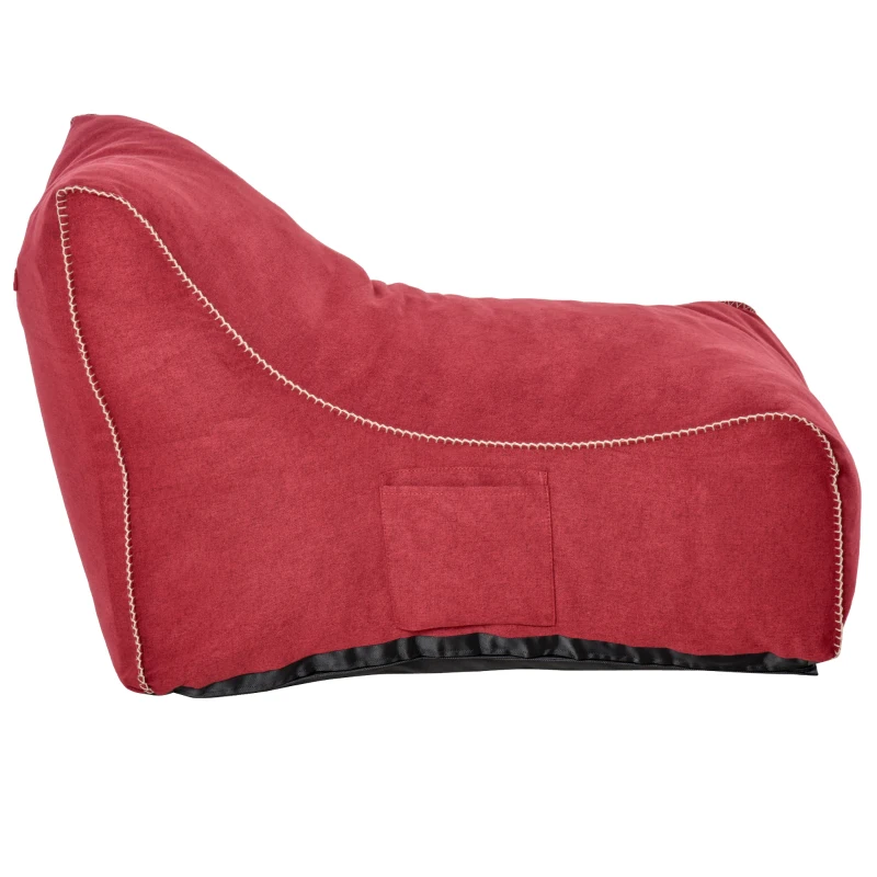 HOMCOM Bean Bag Chair, Stuffed Large Lounger for Indoors, Includes Washable Cover, Side Pockets and Backrest, for Kids and Adults, Wine Red