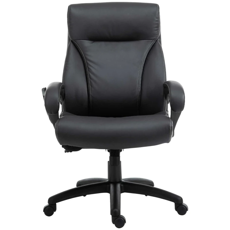 Vinsetto 6 Vibrating Massage Office Chair, Heavy-Duty Ergonomic Desk Chair with 5 Modes, Padded Armrest, Rolling Swivel PU Leather Task Computer Chair for Adults
