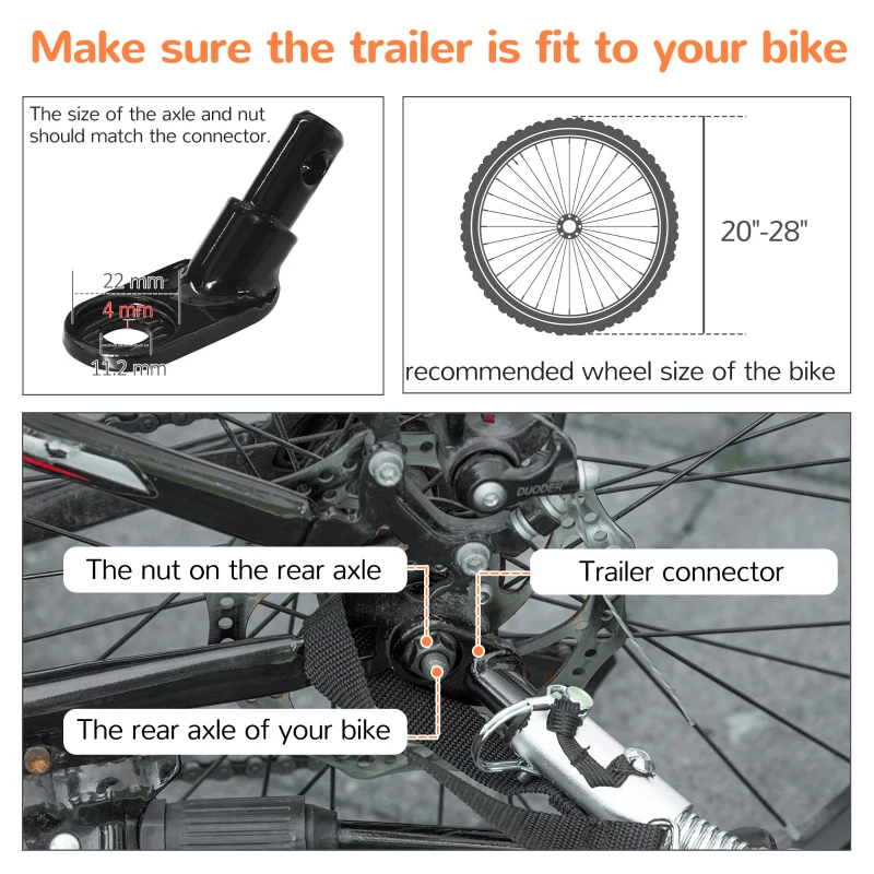 Aosom Dog Bike Trailer 2-In-1 Pet Stroller Cart Bicycle Wagon Cargo Carrier Attachment for Travel with 360 Swivel Wheel Reflectors Parking Brake Straps Cup Holder Orange