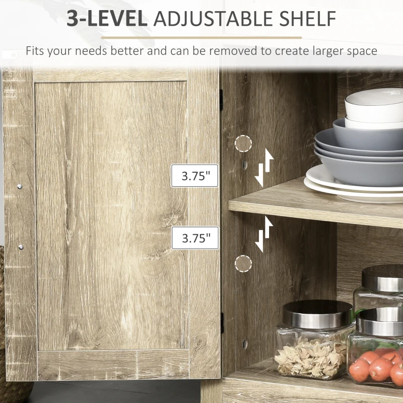 HOMCOM Modern Farmhouse Sideboard with Storage, Buffet Cabinet with 2 Barn Doors and Drawer for Dining Room, Oak