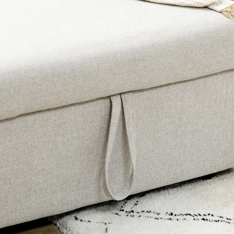 HOMCOM Sectional Sofa Bed, L-Shaped Loveseat Reversible Sleeper Sofa with Pull Out Couch Bed, Storage Chaise, Cushions, Linen Feel Fabric Futon Sofa Bed for Living Room, Cream White 89.75"
