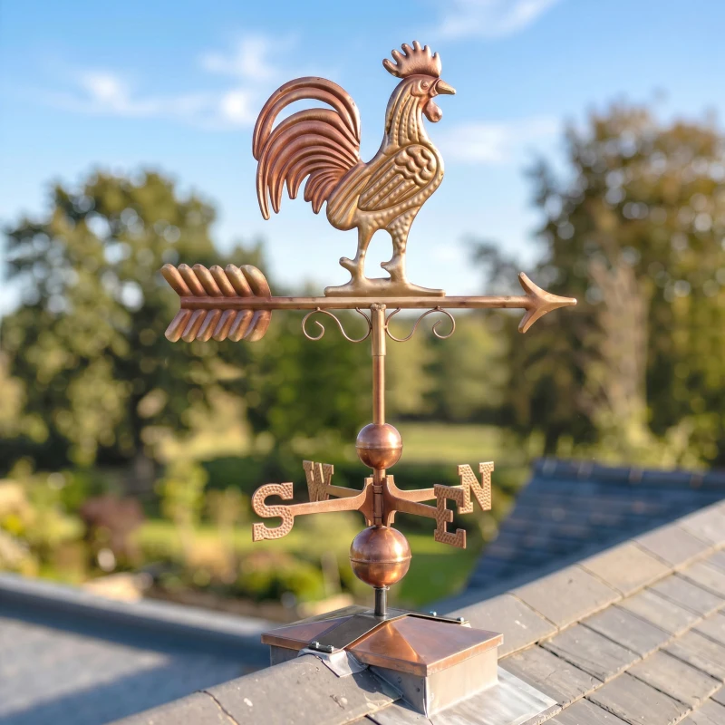 Outsunny Metal Rooster Weathervane, Roof Mount Wind Direction Indicator, Outdoor Weather Vanes