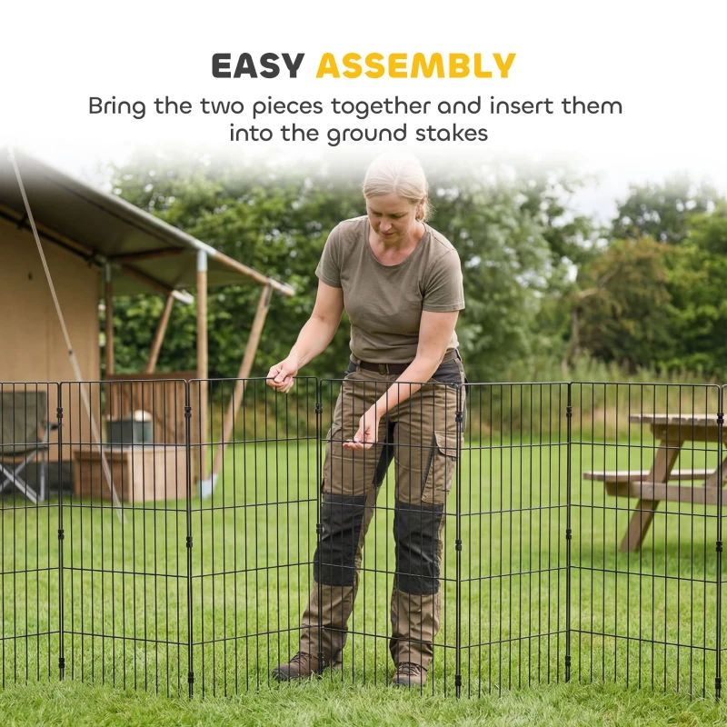PawHut Foldable Metal Exercise Dog Playpen, Expandable Pet Fence for Small & Medium Dogs, 20" x 32", 8 Panels, Black