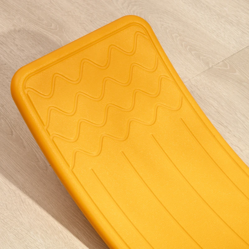 Qaba 32.3" Balance Board, Wobble Board Kids Curvy Rocker Board, Ended Preschool Learning Montessori Waldorf Toy, Yellow