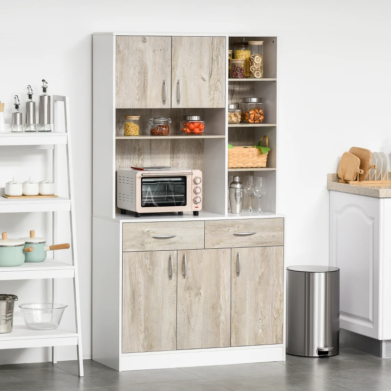 HOMCOM Kitchen Buffet with Hutch Multi Storage Cupboard Cabinet Server Sideboard with Drawers