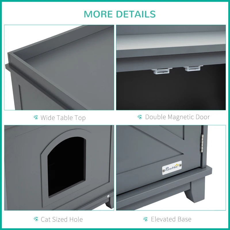 PawHut Cat Litter Box Furniture with Large Hidden Storage