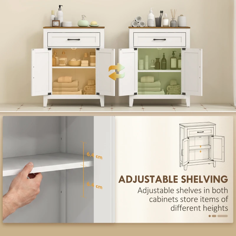 HOMCOM Farmhouse Bathroom Storage Cabinet, Bathroom Cabinet with Barn Doors and Adjustable Shelf, White
