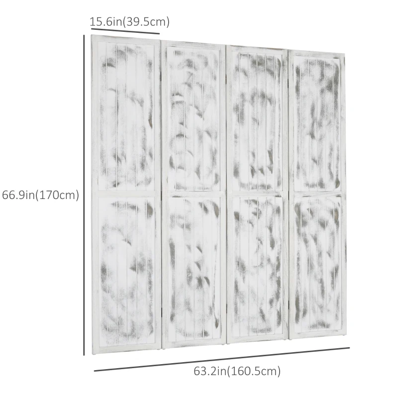 HOMCOM Screen Divider Room Divider Screen with Foldable Design for Indoor Bedroom Office 5.5' Rustic White