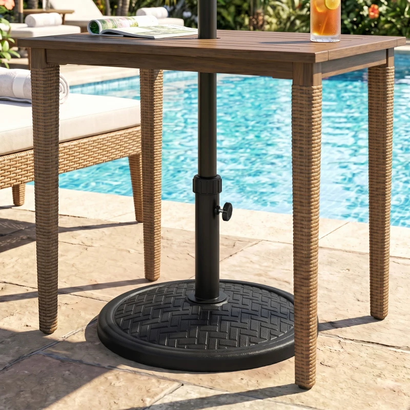 Outsunny 31lbs Concrete Round Patio Umbrella Base Holder, Outdoor Market Umbrella Stand Weight for Lawn, Deck, Backyard, Garden, Black