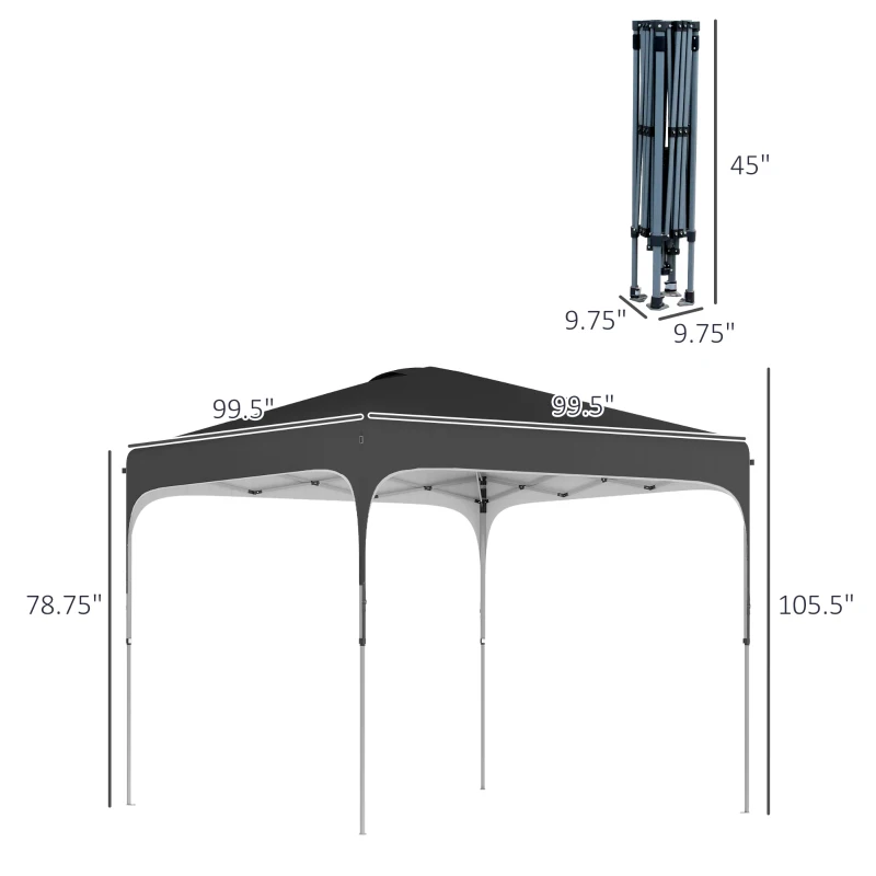 Outsunny 8' x 8' Pop Up Canopy Tent with Wheeled Carry Bag and 4 Sandbags, Instant Sun Shelter, Tents, Black
