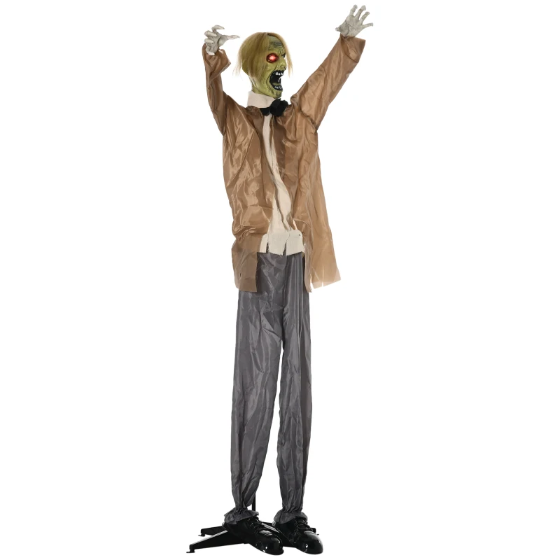 Outsunny 72" Life Size Outdoor Halloween Decorations Zombie, Animated Prop Animatronic Decor with Sound and Motion Activated, Light Up Eyes, Howling Sound