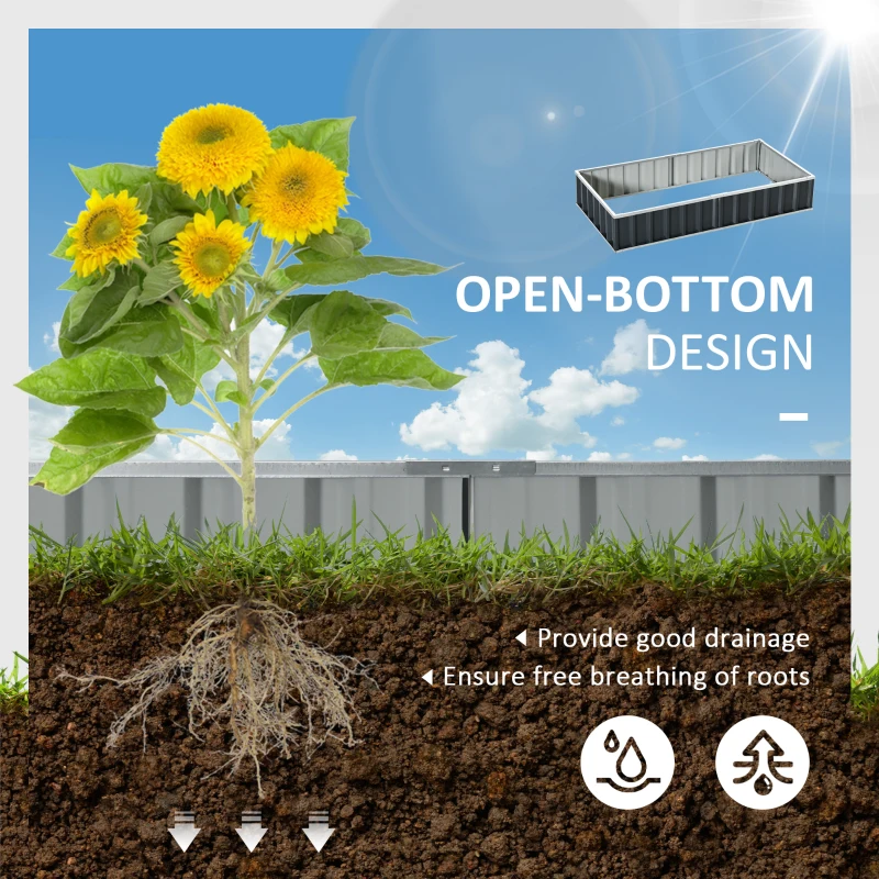 Outsunny 5.7' x 3' x 1' Raised Garden Bed, Galvanized Metal Planter Box for Vegetables Flowers Herbs, Dark Gray