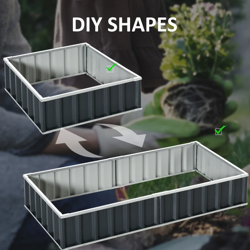 Outsunny 5.7' x 3' x 1' Raised Garden Bed, Galvanized Metal Planter Box for Vegetables Flowers Herbs, Dark Gray