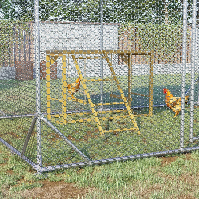 PawHut Wooden Chicken Activity Play w/ Swing Set, Chicken Coop Toy, Natural