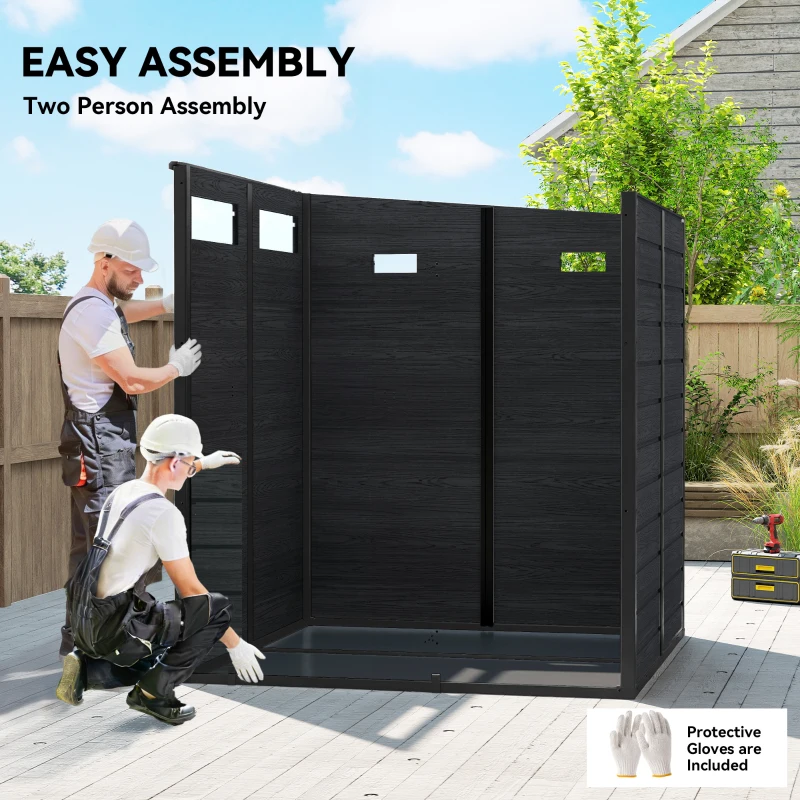Outsunny Outdoor Storage Shed with Lockable Door, Garden Shed with Vents and Windows for Backyard, Dark Grey