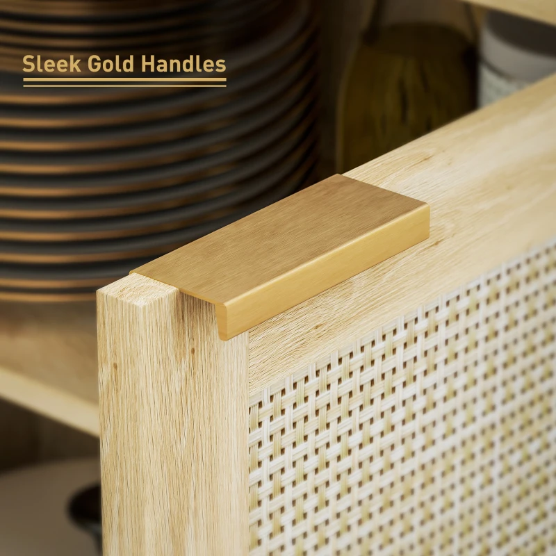 HOMCOM Sideboard Buffet Cabinet with Storage, Modern Accent Cabinet with Adjustable Shelf, Coffee Bar Cabinet, Natural