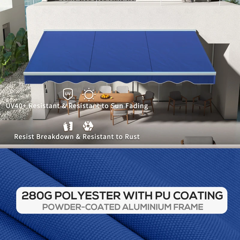 Outsunny 16.5' x 10' Electric Awning, Retractable Awning with LED Lights and Remote Controller for Door and Window, Blue