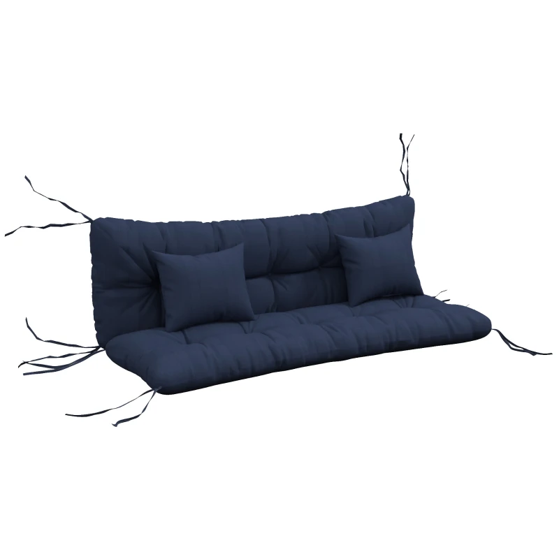 Outsunny 4-Piece Back and Seat Cushion Pillows Replacement and Pillows, Patio Chair Cushions Set with Ties, Navy Blue