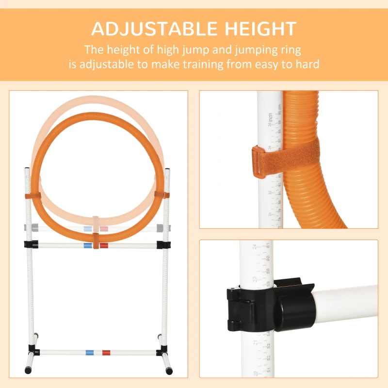 PawHut 2-in-1 Dog Obstacle Training Agility Equipment Tire Jump Ring/Hurdle Bar with a Simple & Easy Setup & Storage Bag