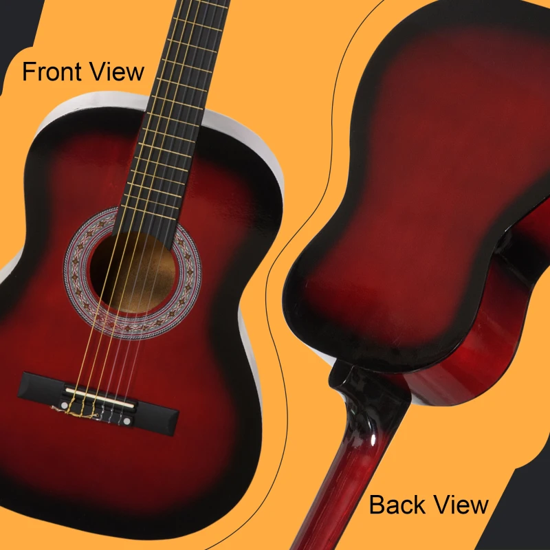 Soozier 36" Kids Acoustic Guitar Set with Easy Strings, Tuner, Picks, and Waterproof Case Included, Beginner Acoustic Guitar for Kids, Portable Acoustic Child Guitar, Wine Red