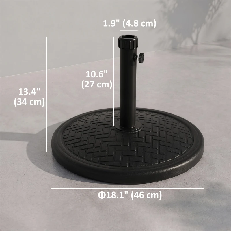 Outsunny 31lbs Concrete Round Patio Umbrella Base Holder, Outdoor Market Umbrella Stand Weight for Lawn, Deck, Backyard, Garden, Black