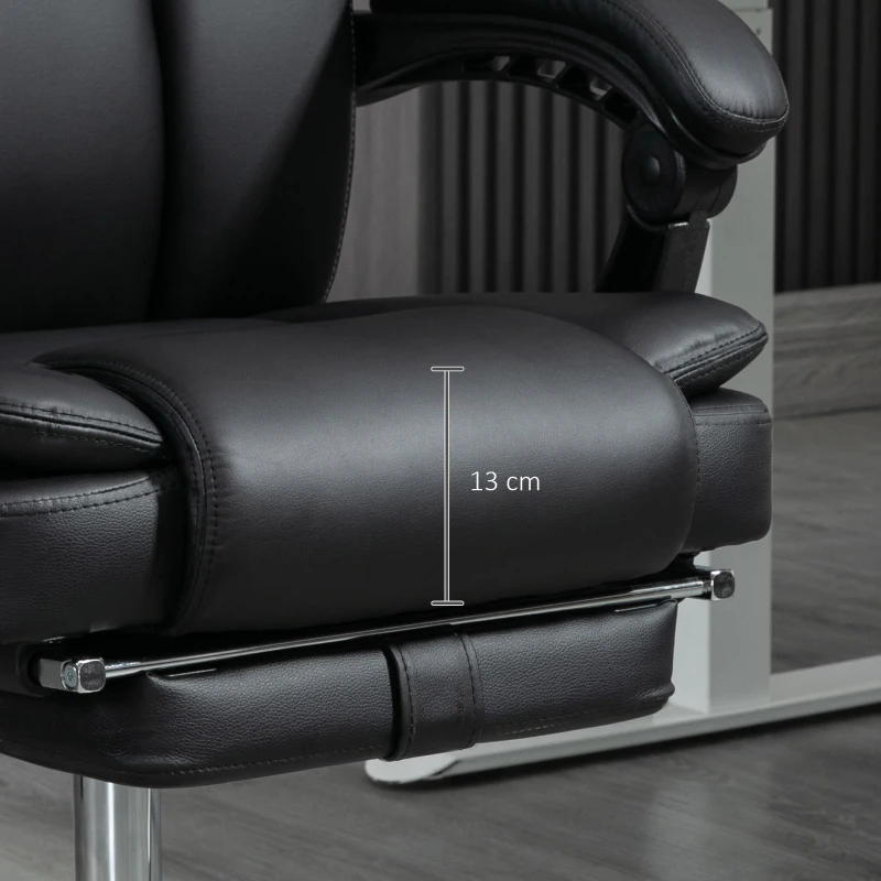 Vinsetto 6 Point Vibration Massage Office Chair, PU Leather Reclining Computer Chair with Adjustable Height, Black