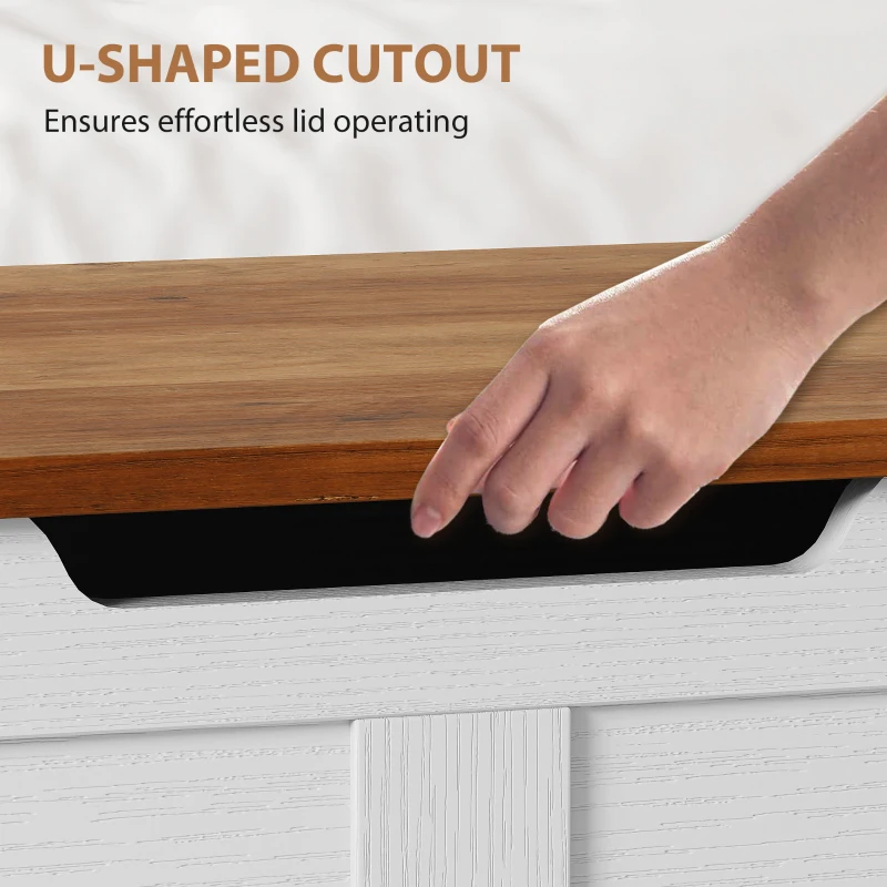 HOMCOM 39.4 Inches Storage Chest, Storage Trunk with 2 Safety Hinges for Living Room, Brown and White Wood Grain