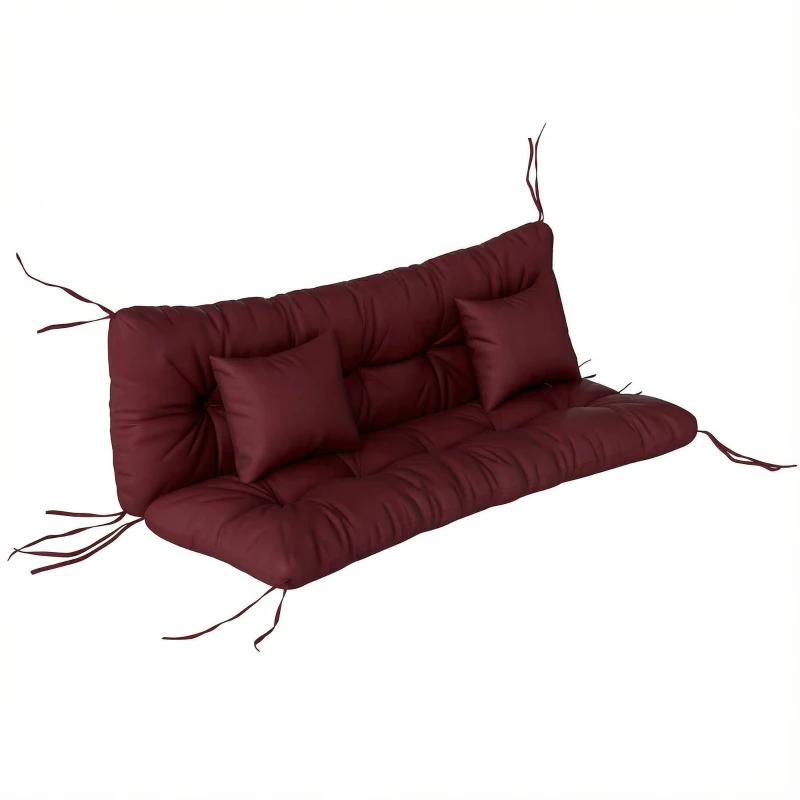 Outsunny 4-Piece Back and Seat Cushion Pillows Replacement and Pillows, Patio Chair Cushions Set with Ties, Wine Red