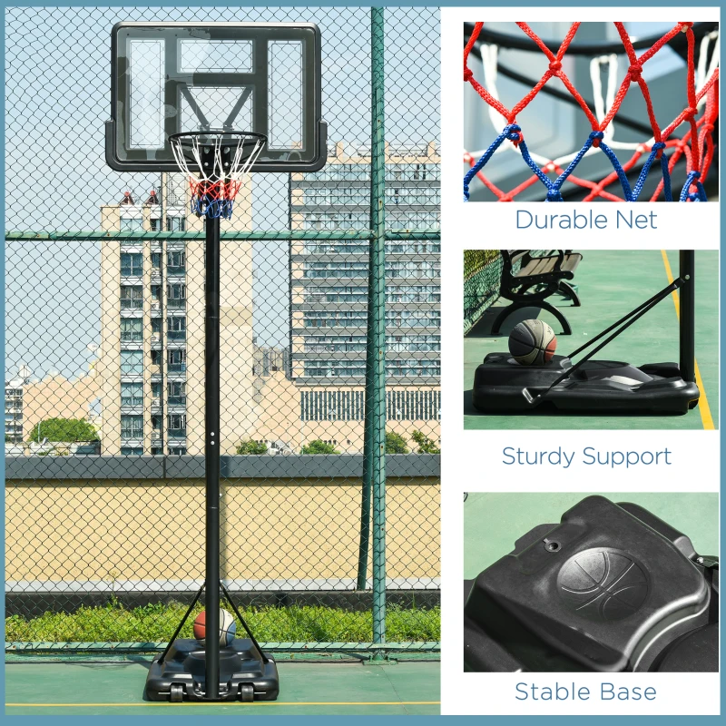 Soozier Portable Basketball Hoop System Stand Simple Lift Function from 8-10ft Adjustable for Youth Adults