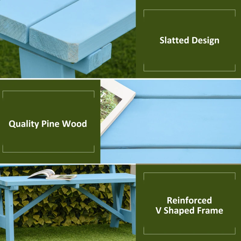 Outsunny Wooden Garden Bench for Outdoor, 2-person Patio Bench, Loveseat Furniture for Lawn, Deck, Yard, Porch and Entryway, Blue