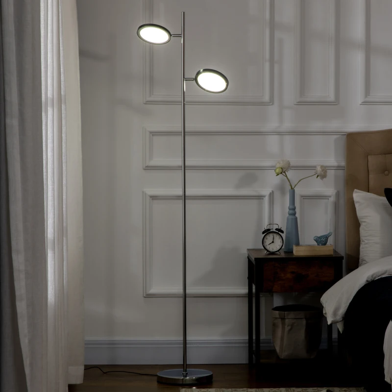 HOMCOM Ultra-Bright Floor Lamp with 180° Adjustable LED Lighting for Bedroom, Living Room Office, Tree Standing Lamp, 9.75" x 9.75" x 65"