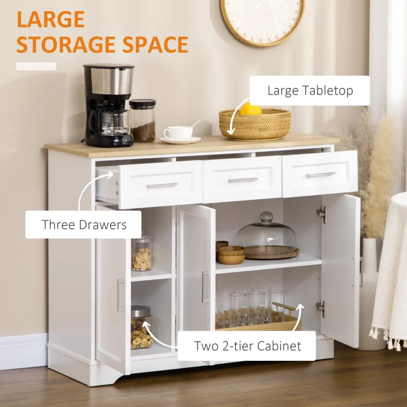 HOMCOM Modern Kitchen Sideboard Buffet Cabinet with Storage, Kitchen Island Dining Room Cabinet Living Room Furniture