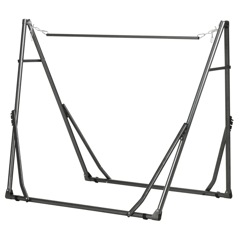 Outsunny Portable Hammock Stand, 3-in-1 Hanging Chair Stand Clothes Drying Rack, Patio, Garden, Yard, Black