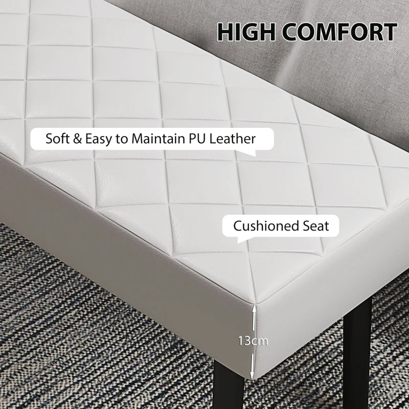 HOMCOM End of Bed Ottoman Bench, 39.4" Faux Leather Upholstered Entryway Bench with Metal Legs and Padded Seat, Gray