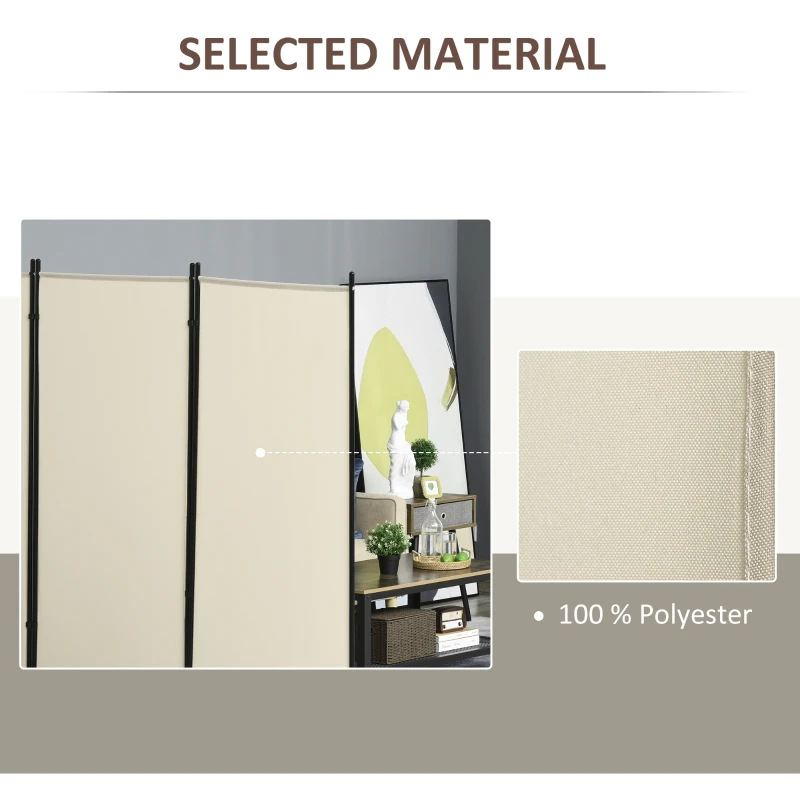 HOMCOM 6' 3 Panel Room Divider, Indoor Privacy Screen for Home, Beige