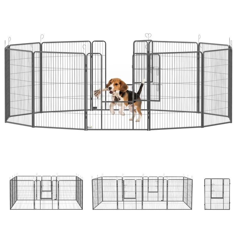 PawHut Dog Pen with Gate, 12 Panels Puppy Playpen, Dog Fence, 39"H