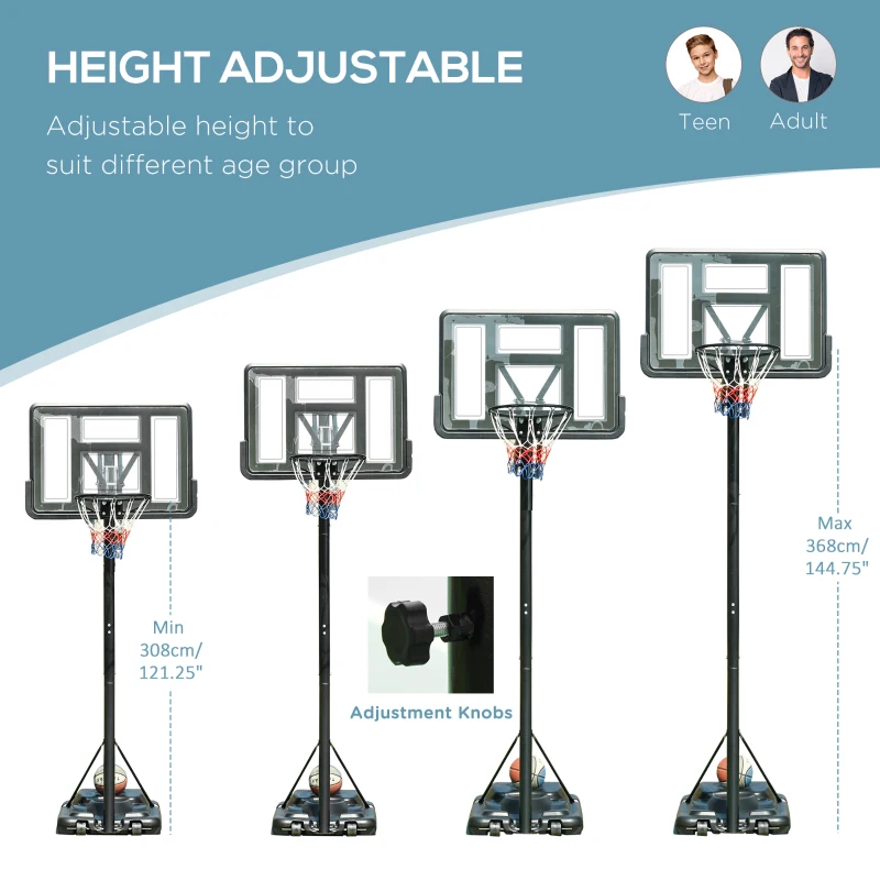 Soozier Portable Basketball Hoop System Stand Simple Lift Function from 8-10ft Adjustable for Youth Adults