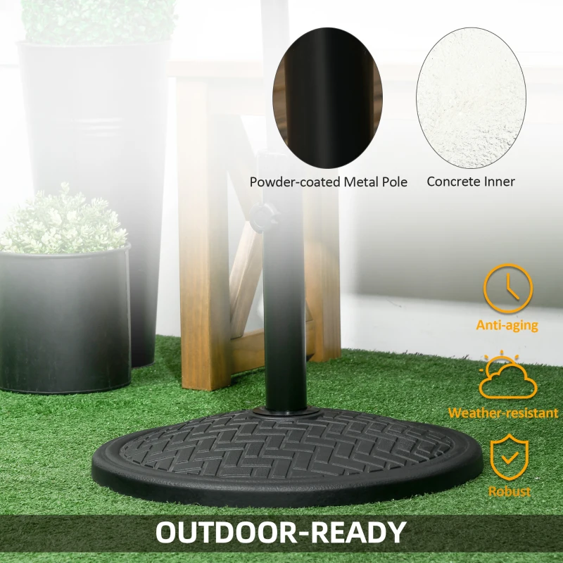 Outsunny 31lbs Concrete Round Patio Umbrella Base Holder, Outdoor Market Umbrella Stand Weight for Lawn, Deck, Backyard, Garden, Black