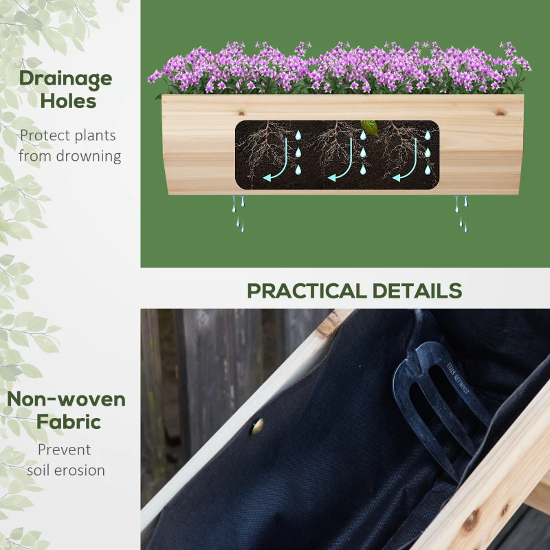 Outsunny 3 Tier Verctial Raised Garden Bed, Wooden Elevated Planter Box with Fabric Liner and Drainage Holes, for Vegetables, Herbs, Flowers, Natural