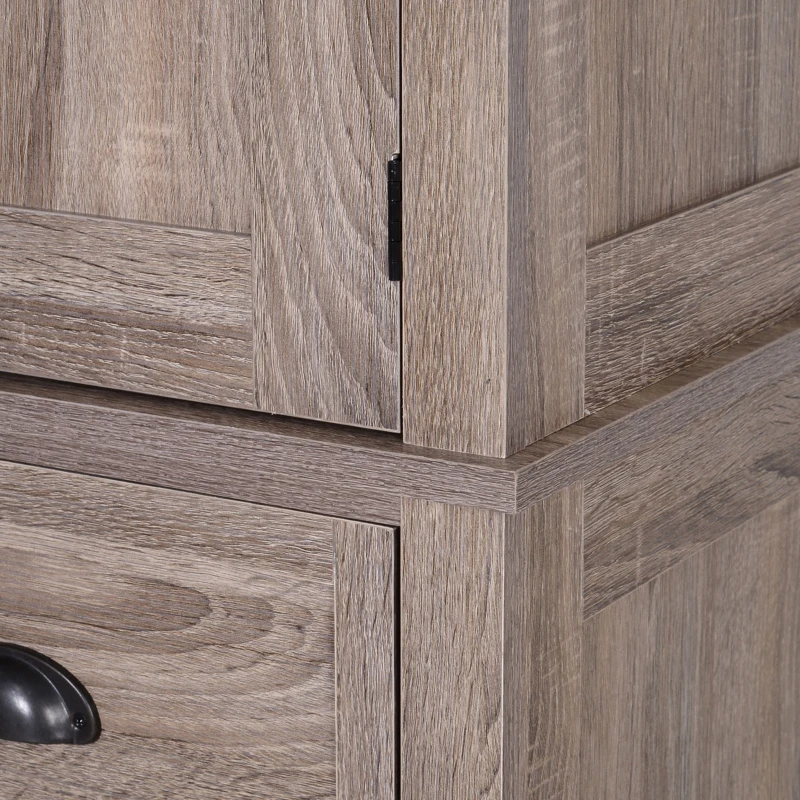 HOMCOM Long Standing Kitchen Cabinet w/ 2 Drawers MDF Board, Wood Grain