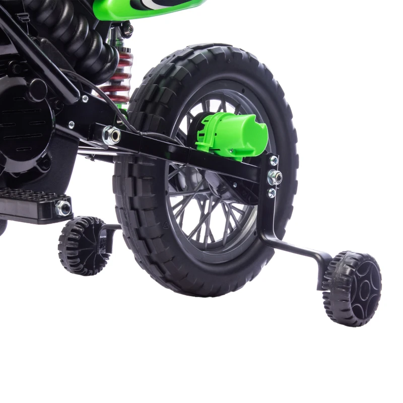 Qaba 12V Kids Electric Motorcycle, Ride on Motorcycle with Training Wheels, Rear Suspension, Horn for 3-6 Years, Green