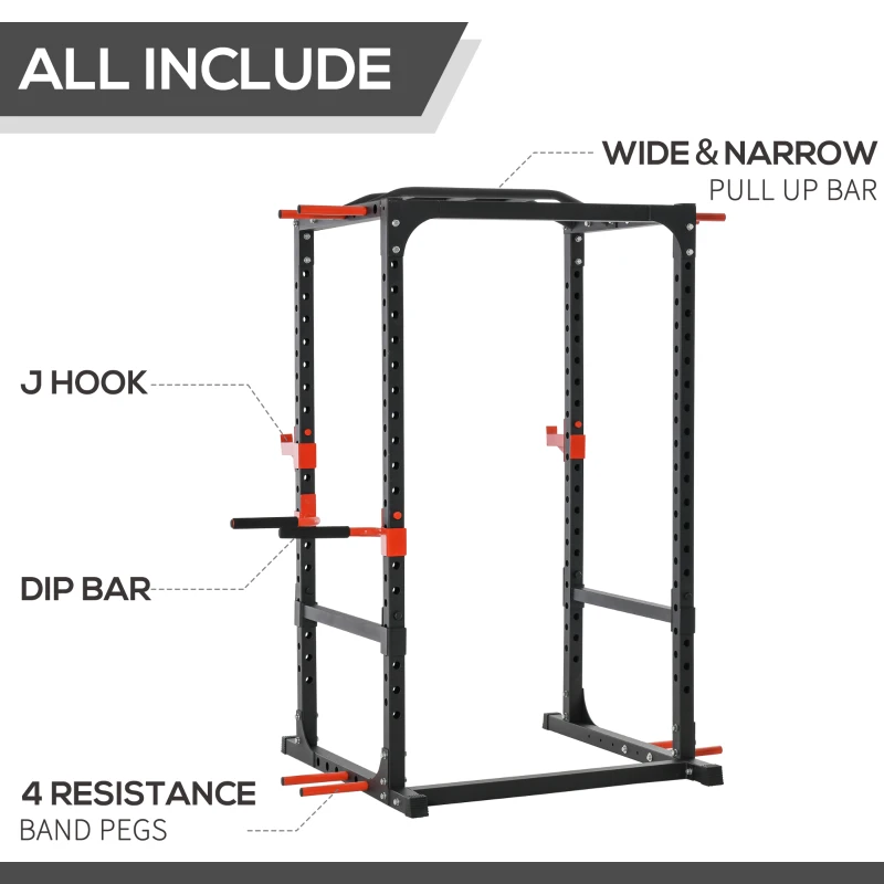 Soozier Power Tower Pull Up Bar Squat Rack Power Cage At Home Workout Equipment,Upper Body Strength Training Equipment
