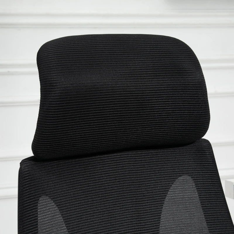 Vinsetto Ergonomic Home Office Mesh Desk Chairs, Computer Task Chair with Massage Lumbar Cushion, Adjustable Seat & Headrest, Rocking Function, Black